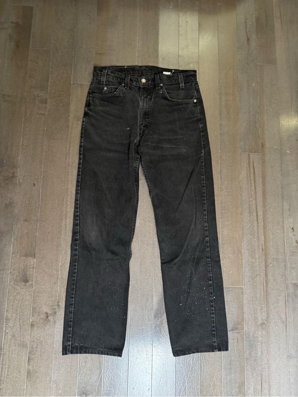 Levis 505 Vintage Jeans Men’s Black Denim Regular Fit Straight Leg Size 33x32